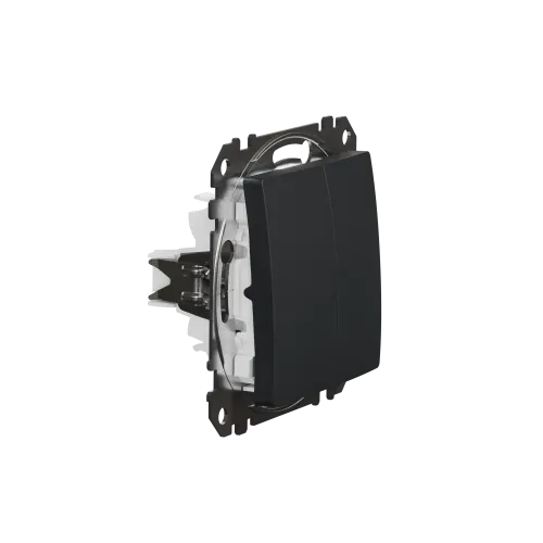 Выключатель проходной 2 клавишный, черный, Sedna Design SDD114108