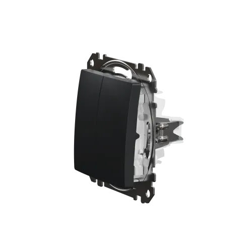 Выключатель проходной 2 клавишный, черный, Sedna Design SDD114108