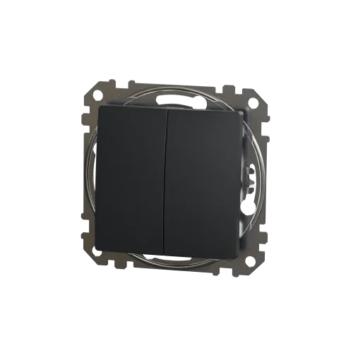 Выключатель проходной 2 клавишный, черный, Sedna Design SDD114108