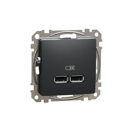 Розетка USB тип A+A, черный, Sedna Design SDD114401