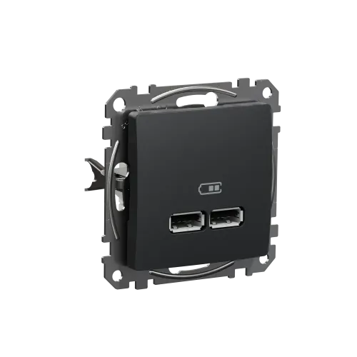 Розетка USB тип A+A, черный, Sedna Design SDD114401