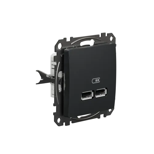 Розетка USB тип A+A, черный, Sedna Design SDD114401