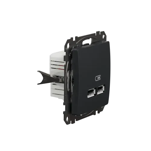 Розетка USB тип A+A, черный, Sedna Design SDD114401