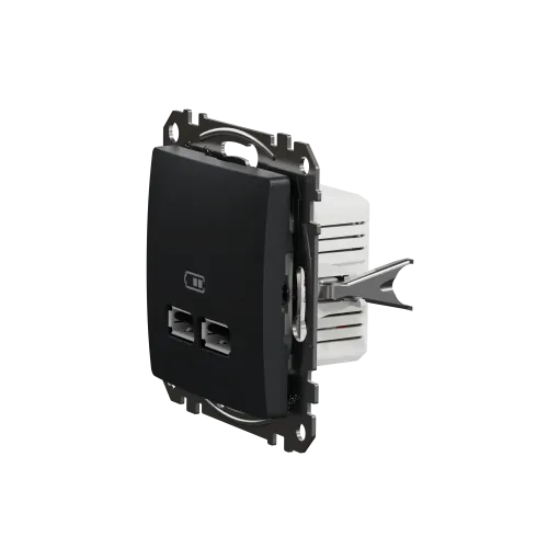 Розетка USB тип A+A, черный, Sedna Design SDD114401
