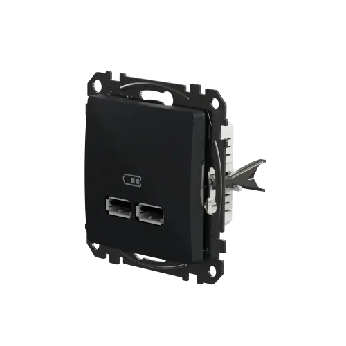 Розетка USB тип A+A, черный, Sedna Design SDD114401