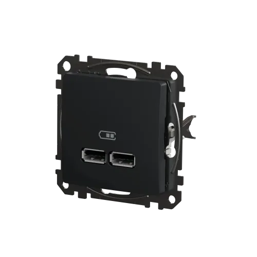 Розетка USB тип A+A, черный, Sedna Design SDD114401