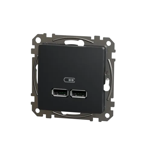 Розетка USB тип A+A, черный, Sedna Design SDD114401