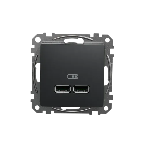 Розетка USB тип A+A, черный, Sedna Design SDD114401