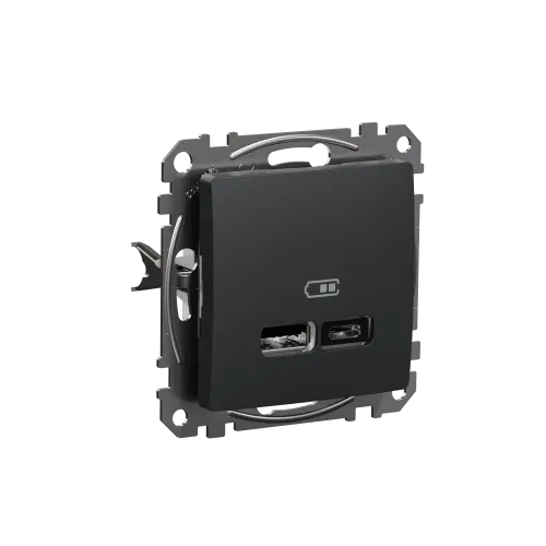 Розетка USB тип A+C 2,4A, черный, Sedna Design SDD114402