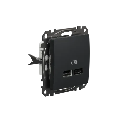 Розетка USB тип A+C 2,4A, черный, Sedna Design SDD114402