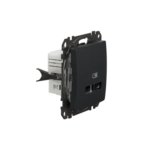 Розетка USB тип A+C 2,4A, черный, Sedna Design SDD114402