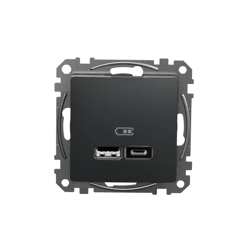 Розетка USB тип A+C 2,4A, черный, Sedna Design SDD114402