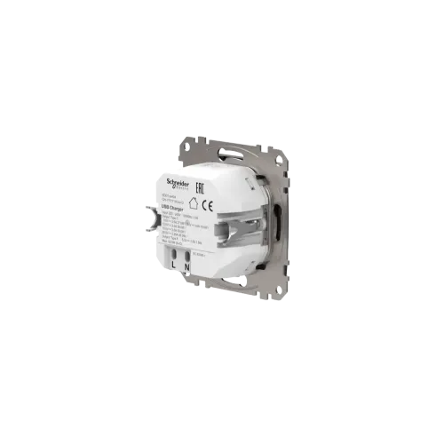 Розетка USB тип A+C 3A, 45W, черный, Sedna Design SDD114404