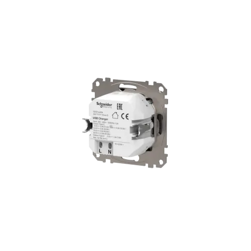 Розетка USB тип A+C 3A, 45W, черный, Sedna Design SDD114404