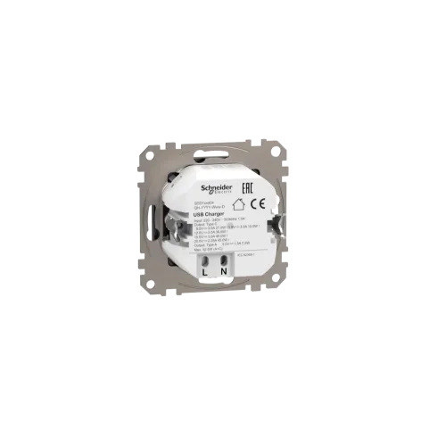 Розетка USB тип A+C 3A, 45W, черный, Sedna Design SDD114404