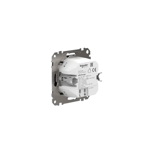 Розетка USB тип A+C 3A, 45W, черный, Sedna Design SDD114404