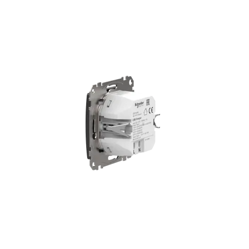 Розетка USB тип A+C 3A, 45W, черный, Sedna Design SDD114404