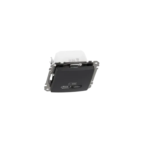 Розетка USB тип A+C 3A, 45W, черный, Sedna Design SDD114404