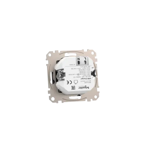 Розетка USB тип A+C 3A, 45W, черный, Sedna Design SDD114404