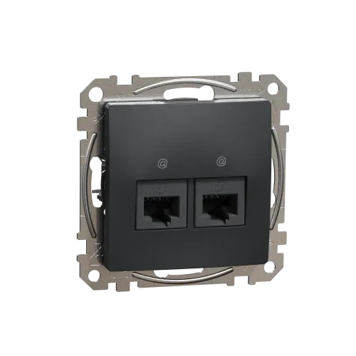 Компьютерная розетка 2 х RJ45 кат. 5е UTP, черный, Sedna Design SDD114452