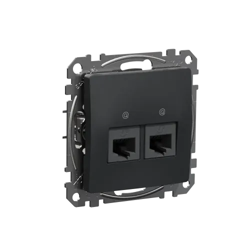 Компьютерная розетка 2 х RJ45 кат. 5е UTP, черный, Sedna Design SDD114452