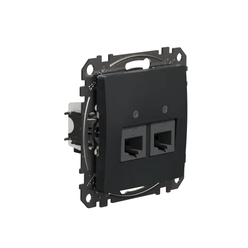 Компьютерная розетка 2 х RJ45 кат. 5е UTP, черный, Sedna Design SDD114452