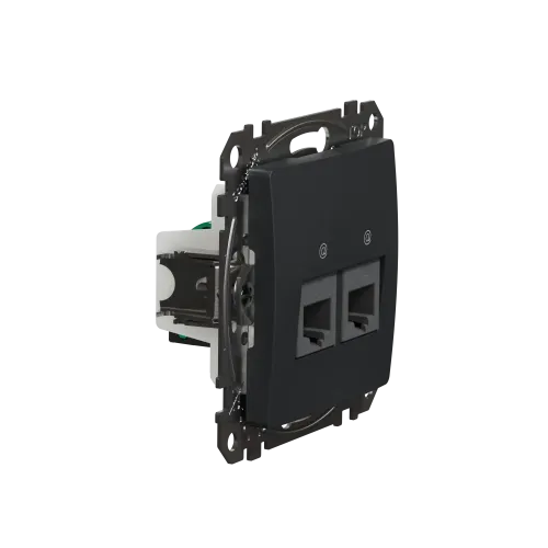 Компьютерная розетка 2 х RJ45 кат. 5е UTP, черный, Sedna Design SDD114452