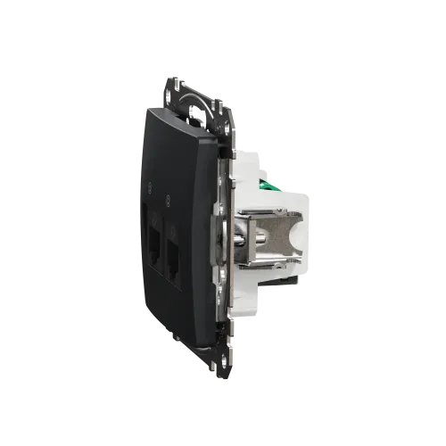 Компьютерная розетка 2 х RJ45 кат. 5е UTP, черный, Sedna Design SDD114452