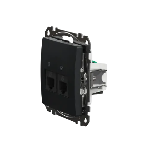 Компьютерная розетка 2 х RJ45 кат. 5е UTP, черный, Sedna Design SDD114452