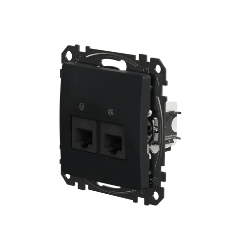 Компьютерная розетка 2 х RJ45 кат. 5е UTP, черный, Sedna Design SDD114452