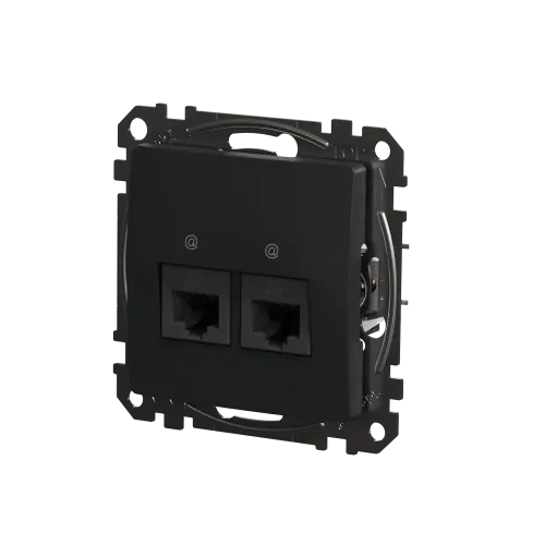 Компьютерная розетка 2 х RJ45 кат. 5е UTP, черный, Sedna Design SDD114452