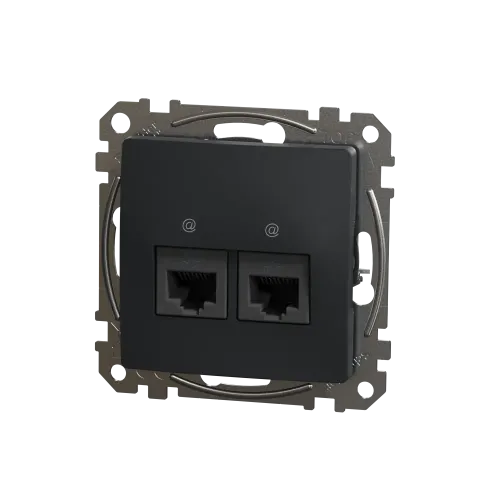 Компьютерная розетка 2 х RJ45 кат. 5е UTP, черный, Sedna Design SDD114452