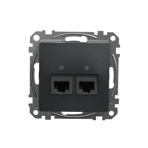 Компьютерная розетка 2 х RJ45 кат. 5е UTP, черный, Sedna Design SDD114452