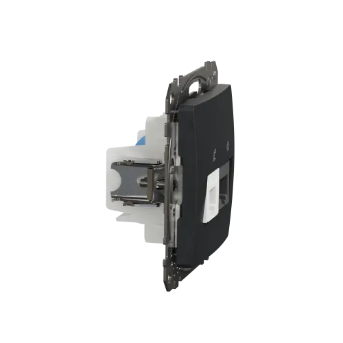 Телефонная и компьютерная розетка RJ11+RJ45 кат. 6 UTP, черный, Sedna Design SDD114468