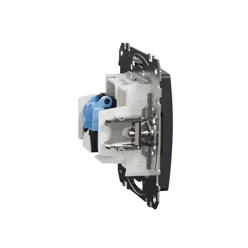 Телефонная и компьютерная розетка RJ11+RJ45 кат. 6 UTP, черный, Sedna Design SDD114468