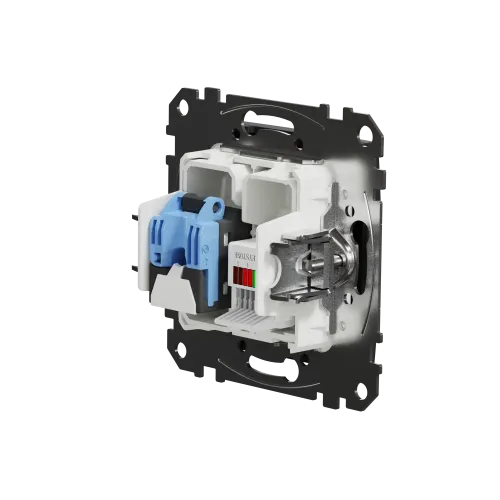 Телефонная и компьютерная розетка RJ11+RJ45 кат. 6 UTP, черный, Sedna Design SDD114468