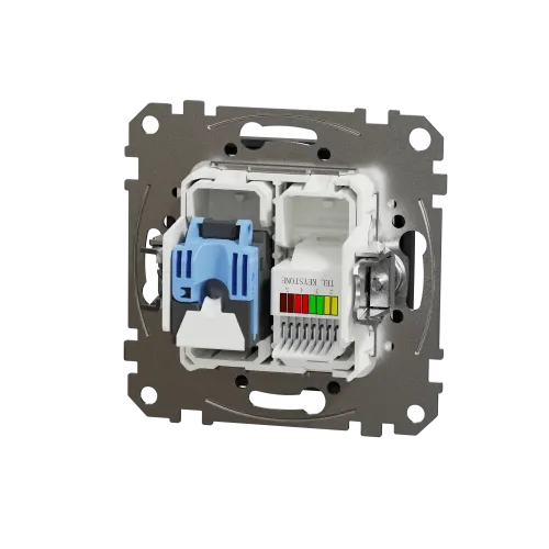 Телефонная и компьютерная розетка RJ11+RJ45 кат. 6 UTP, черный, Sedna Design SDD114468