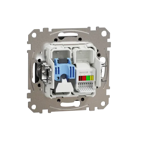 Телефонная и компьютерная розетка RJ11+RJ45 кат. 6 UTP, черный, Sedna Design SDD114468