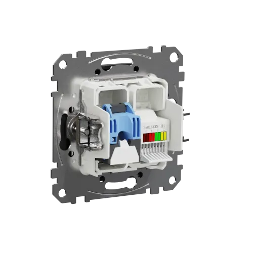 Телефонная и компьютерная розетка RJ11+RJ45 кат. 6 UTP, черный, Sedna Design SDD114468