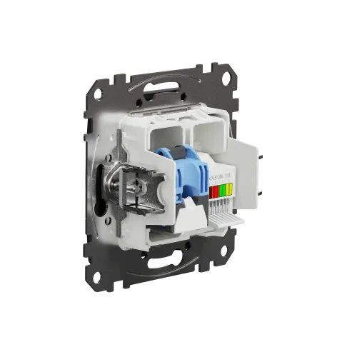 Телефонная и компьютерная розетка RJ11+RJ45 кат. 6 UTP, черный, Sedna Design SDD114468