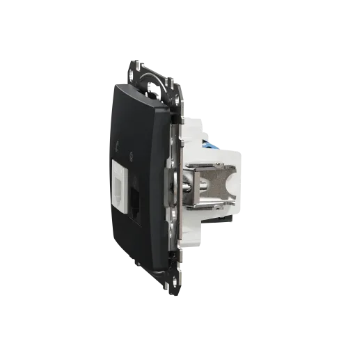 Телефонная и компьютерная розетка RJ11+RJ45 кат. 6 UTP, черный, Sedna Design SDD114468