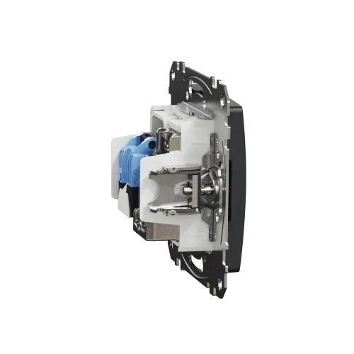 Розетка телевизионная и компьютерная TV+RJ45 кат. 6 UTP, черный, Sedna Design SDD114469T