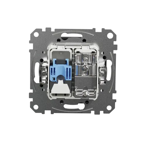 Розетка телевизионная и компьютерная TV+RJ45 кат. 6 UTP, черный, Sedna Design SDD114469T