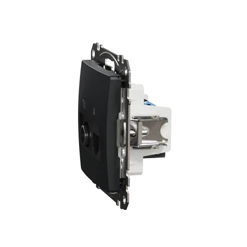 Розетка телевизионная и компьютерная TV+RJ45 кат. 6 UTP, черный, Sedna Design SDD114469T