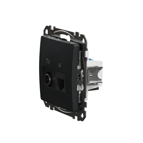 Розетка телевизионная и компьютерная TV+RJ45 кат. 6 UTP, черный, Sedna Design SDD114469T