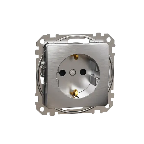 Розетка с заземлением, матовый алюминий, Sedna Design Schneider Electric SDD170022U
