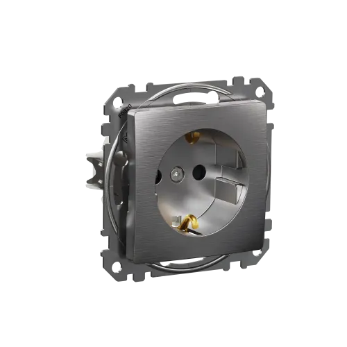 Розетка с заземлением, матовый алюминий, Sedna Design Schneider Electric SDD170022U