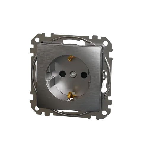 Розетка с заземлением, матовый алюминий, Sedna Design Schneider Electric SDD170022U
