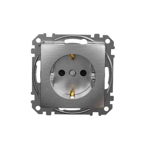 Розетка с заземлением, матовый алюминий, Sedna Design Schneider Electric SDD170022U