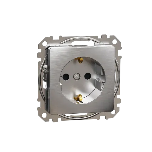 Розетка с заземлением, матовый алюминий, Sedna Design Schneider Electric SDD170022U